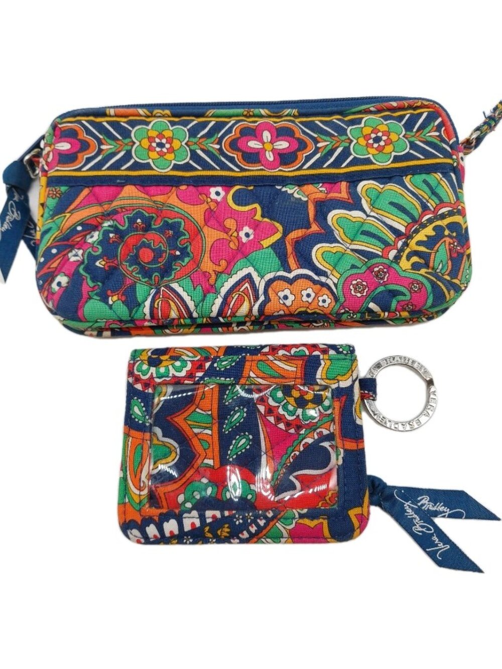 Vera Bradley Venetian Paisley Wristlet Wallet & Id Coin Multicolor Set Of 2 READ